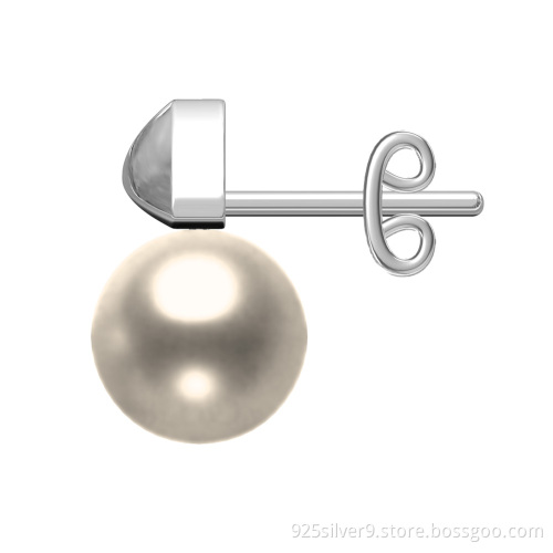 Wholesales customized 925 sterling silver jewelry round preal earrings with ceramic